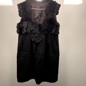Vintage faux fur dress  with bow